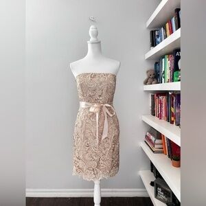 Cache gold lace strapless dress size 8